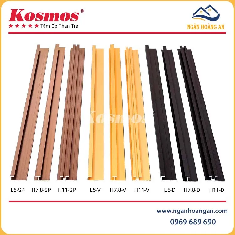 Nẹp H Rãnh Nối Tấm Ốp Than Tre 5mm Kosmos H7.8 Sâm Panh